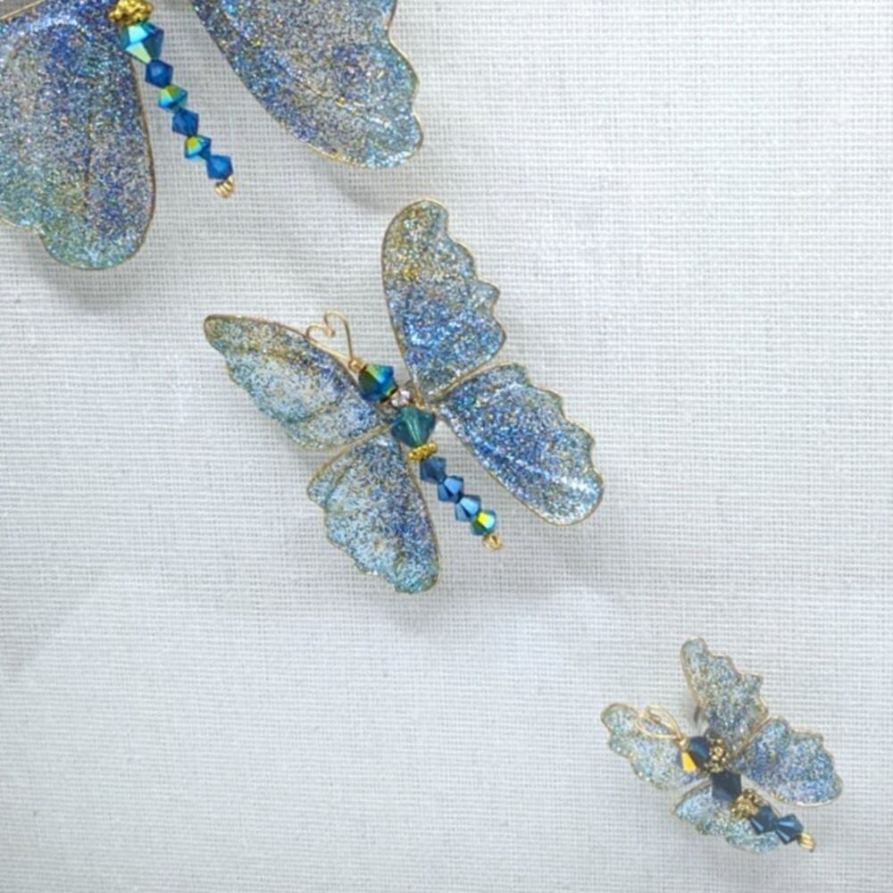 Shadow Box Wall Art Whimsical Butterflies Blue Morpho Framed 10x10 Artisan Made - Picture 10 of 12